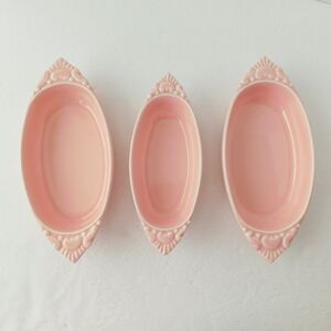 Miramar of California USA Pottery Pink Dishes Lot of 3 Vintage MCM Serving Candy